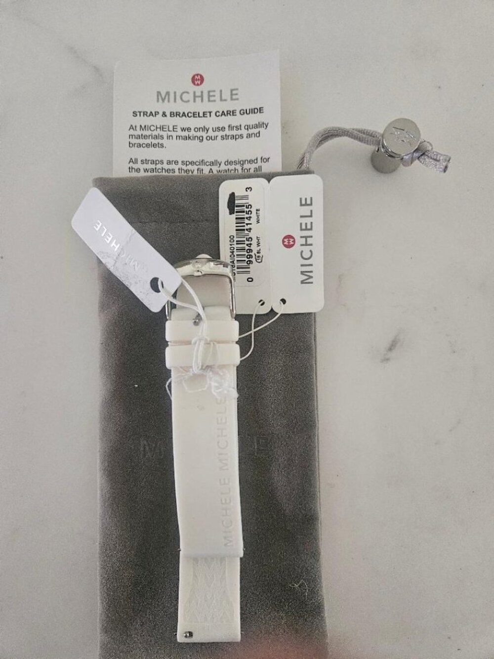 NWT Michele 18mm White Silicone Watch Strap Rose Gold Buckle MW01C00B3001